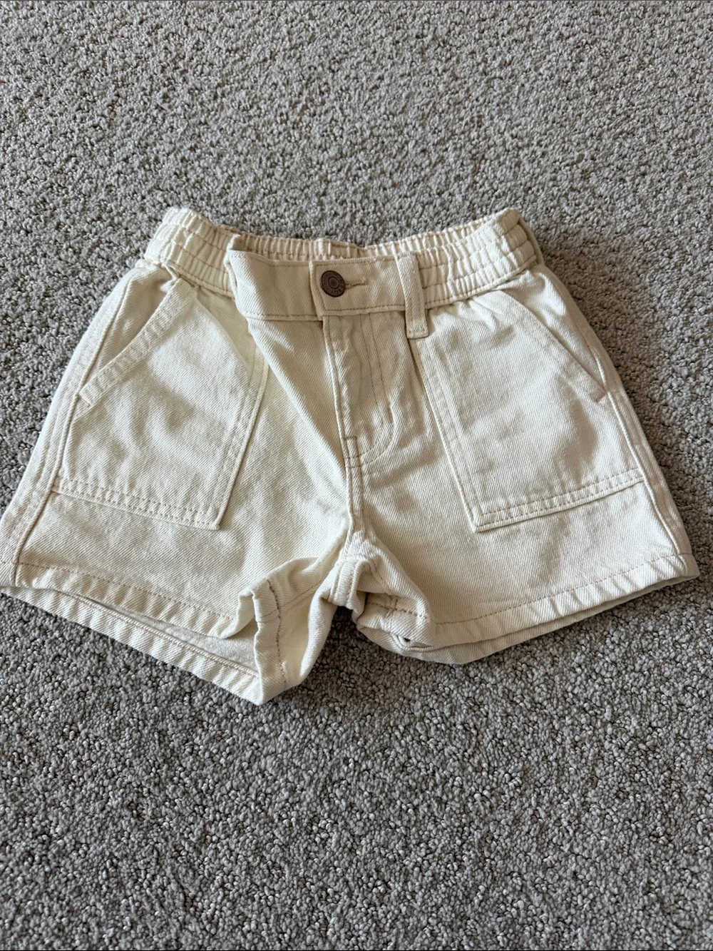 Girls Cream Utility Cotton Shorts